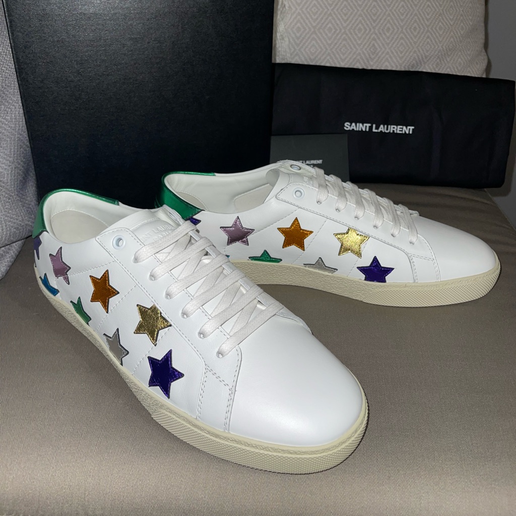 Saint Laurent Men’s Court Classic Sl/06 Star Low Top Leather Sneakers Eu 41/Us 8